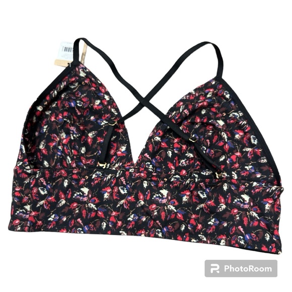 Madewell longline cotton / modal floral bralette black multi Large NEW NWT - Picture 4 of 4